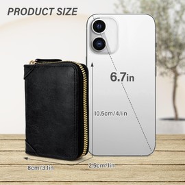 AdiStylinno Credit Card Holder, RFID Blocking Card Case Organizer, Business PU Leather Zip Accordion Wallet for Women Men (Black)