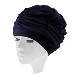 Anboli Swim Cap, Women's, Swimming Cap, Swimming Cap, Adult, Stylish, Large Capacity, Compatible with Long Hair, Good Elasticity, Unisex, Loose Swimming Cap, Navy