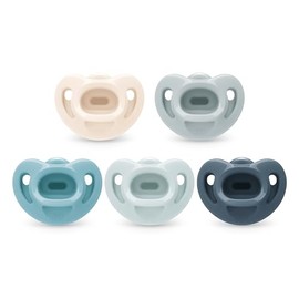 NUK Chupetes de ortodoncia cómodos 100% silicona, 0-6 meses, moda azul, colección atemporal, 5 unidades
