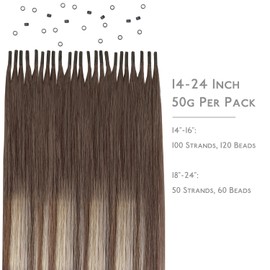 WENNALIFE I Tip Hair Extensions Human Hair, 50g 50s 20 Inch Ombre Sandy Brown to Platinum Blonde Remy Itip Human Hair Extensions Invisible Itips Straight I Tips Fusion Extensions Real Human Hair