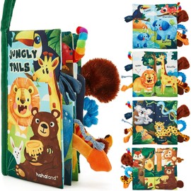 Hahaland Baby Cloth Book – Single Montessori Sensory Touch & Feel Book for Babies 0–12 Months, Tummy Time & Travel Toy