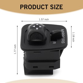 leechio 1 PC Automotive Mirror Adjustment Switch Button, Front Driver Side Door Mirror Control Switch, Replacement Part F65Z-17B676-AB, Compatible with 97-05 Ford Raptor F150 F250 (Black)