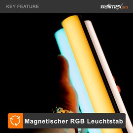 Walimex pro Light Stick Small M10 Video Light with Bi-Colour and RGB Full Spectrum, Magnetic Video Light, Studio Light with 9 Effects