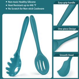 Kitchen Cooking Utensils Set, P&P CHEF Blue Silicone Baking Utensils for Non-stick Cookware, Turner, Ladle, Spoon, Spatula for Serving Cooking Baking Mixing, Heat Proof & Durable Use