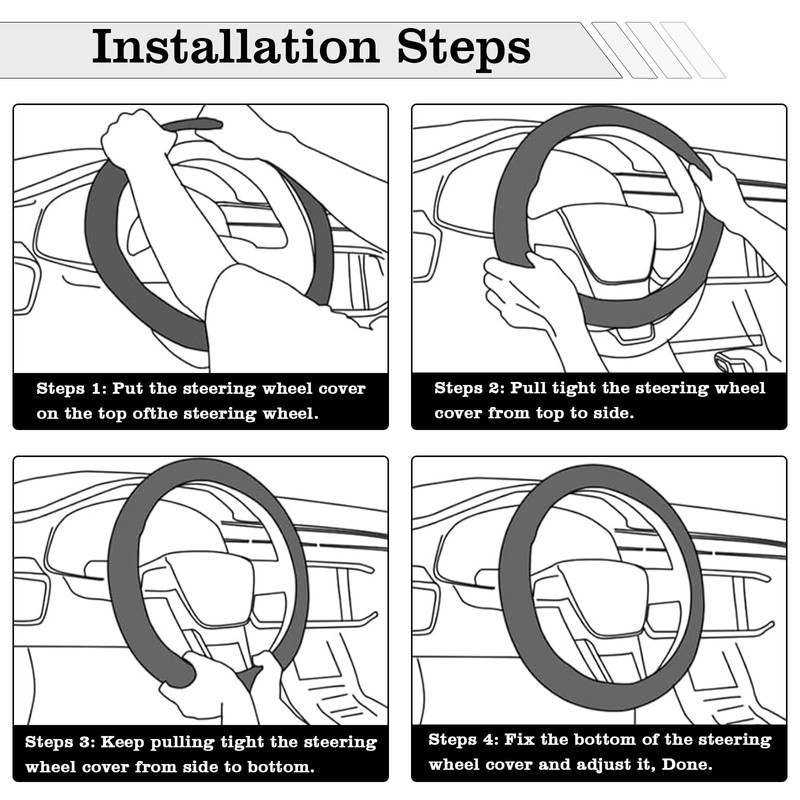 Car Leather Steering Wheel Cover - Panapi Material, Universal 14.5-15