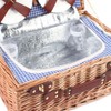 Large Wicker Picnic Basket With Cups Flatware Set Utensils Basket