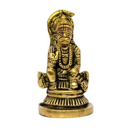 ESPLANADE Brass Hanuman Anjaneya Pavan Putra Bajrangbali Idol Murti Moorti Statue - Golden - 2.5" Inches (Small Size)