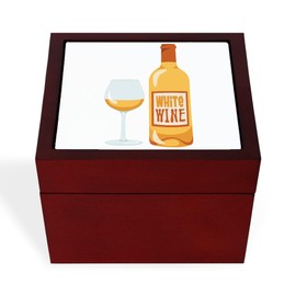 CafePress White Wine Bottle Glass Memory Keepsake Jewelry Box, 5"x5"x3.75"