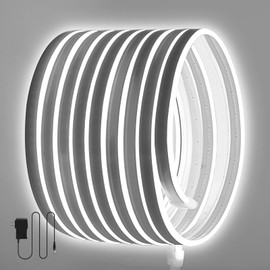 Neón LED Cuerda de 5 m，Tira LED Neon Flexibles，Tira LED de Neón,LED monocromático，tira de luces flexibles de Alimentación 12v impermeable，adecuada para fiestas, Navidad,Decoración Del Hogar(Blanco)