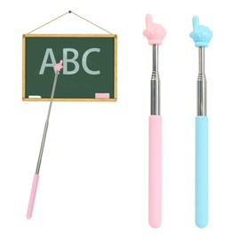 2Pcs Telescopic Teacher Pointer, Finger Pointer Stick, Classroom Pointer Stick for Elementary School Kindergarten Students Teacher Supplies (Blue Pink)