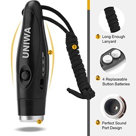 UNIWA - Silbatos electrónicos, paquete de 2 silbatos eléctricos de mano de 3 tonos de alto volumen con cordón para profesores, entrenadores, árbitro, silbato de emergencia más fuerte para voleibol, fútbol, deportes
