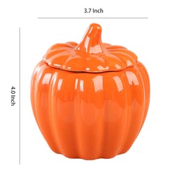 WAIT FLY Pumpkin Shape Airtight Ceramic Canister Tea Canister Tea Storage Food Storage Jar for Tea, Coffee, Spices, Sugar, Cookies, Pickle, Cereals-Orange-10 OZ