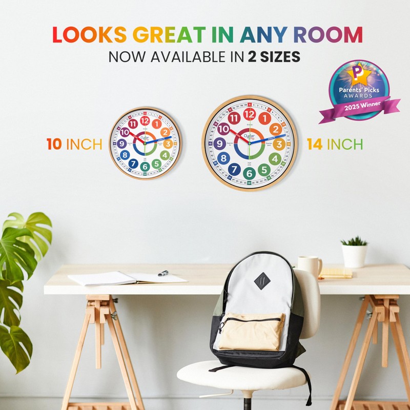Oyster&Pop Extra Large Learning Clock for Kids - 14 Inch