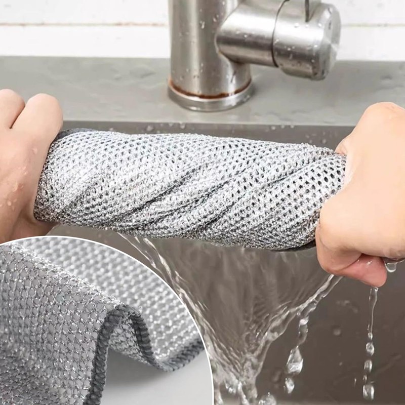 BHSTTNIXP Silver Cleaning Cloth,Non-scratch Scrubbing Wire Dishwashing Rags,Wire Cleaning Cloths,Steel