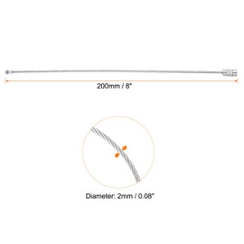 sourcing map 50pcs Wire Keychain Cable 12" Plastic Coated 2mm Stainless Steel Key Ring Cable Loop Rings for Women Man Hanging Luggage Tags Key ID Tags, Silver