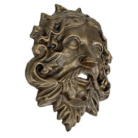 Cast Iron Celtic Green Man Wall Décor Art Hanging - Bronze Finish - Symbol of Nature's Rebirth and Growth - Indoor/Outdoor Garden Sculpture - 9.75" Tall - Easy to Hang Wall Home Decor