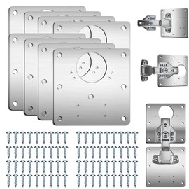 Hinge Repair Plate,8PCS Cabinet Hinge Repair Plate with Customized Screws,Stainless Steel Kitchen Cupboard Door Hinge Repair Brackets with Holes