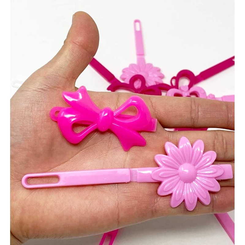 Tara Girls Self Hinge Multi Design Plastic Bow Hair Barrettes
