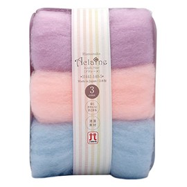 Hamanaka H441-140-5 Wool Felt Akraine Set of 3 Colors, Approximately 0.3 oz (8 g), Purple, Pink, Light Blue