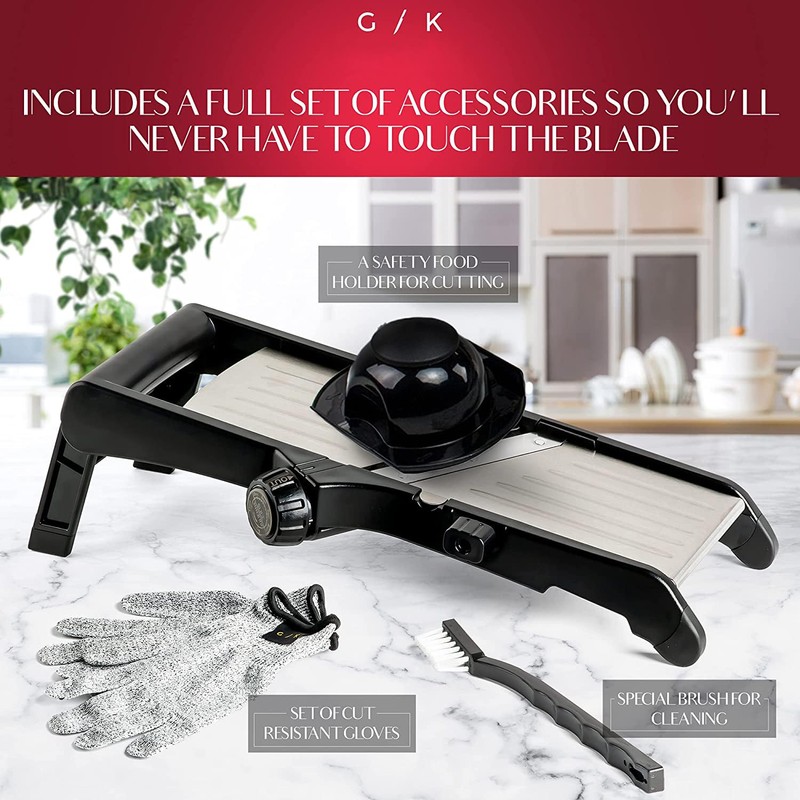 Gramercy Adjustable Mandoline Slicer for Kitchen, Potato Cutter, Vegetable Chopper,