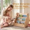 Kids Bookshelf Storage 3-Tier Scalloped Wooden Book Case for Kids