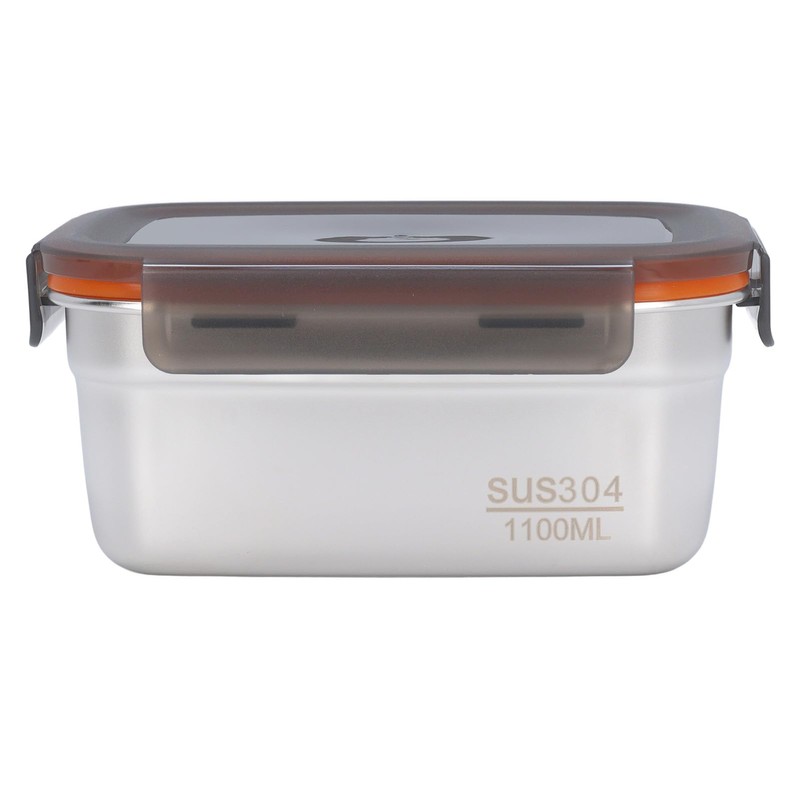 Generic Stainless Steel Rectangular Food Storage Container, 19cm x 9cm