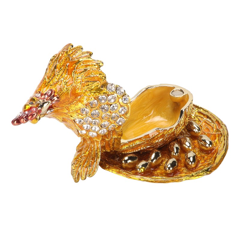 Golden Hen Figurine Trinket Boxes Handcraft Exquisite Small Jewelry Box