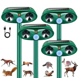 4 Pack Upgraded Sonic Fortress Pro Deer Repellent Cat Deterrent Outdoor Solar Ultrasonic Animal Repeller with Motion Sensor for Skunk Rabbit Raccoon Squirrel Fortress Pro for Yard Garden