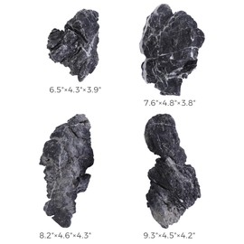 FISCAPE 4 PCS 6-8'' Natural Seiryu Stones Slate Stones for Aquariums Terrariums, Paludarium, Vivariums, Reptile, and Amphibian Enclosures