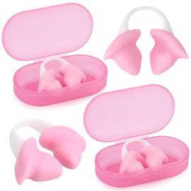 Soulchen 2 Pcs Swimming Nose Plugs Silicone Waterproof Painless Swim Nose Clip with Storage Box for Adults Kids Men Women Beginners(Kids,Pink)