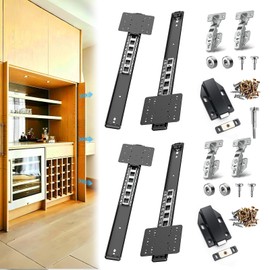 JAXYOOM Pocket Door Hardware Slide for Cabinets with Hinges,Magnetic Heavy Duty Sliders Hardware Kit for Kitchen Furniture & Recessed Doors - Silent Retractable Cabinet Rebounder(16in,Set 2)