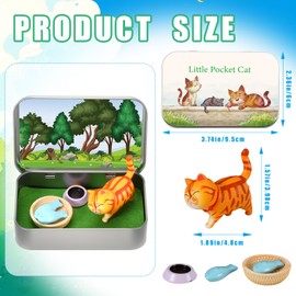 JULEASEL Little Pocket Cat, Cute Kitty in Tin Box, DIY Pet Cat Adoption, Travel Buddy, Perfect Brithday Gift for Kids, Pet Lovers