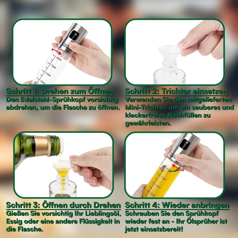 Kitchen Oil Sprayer Kit with Funnel, Brush and Cleaning Brush
