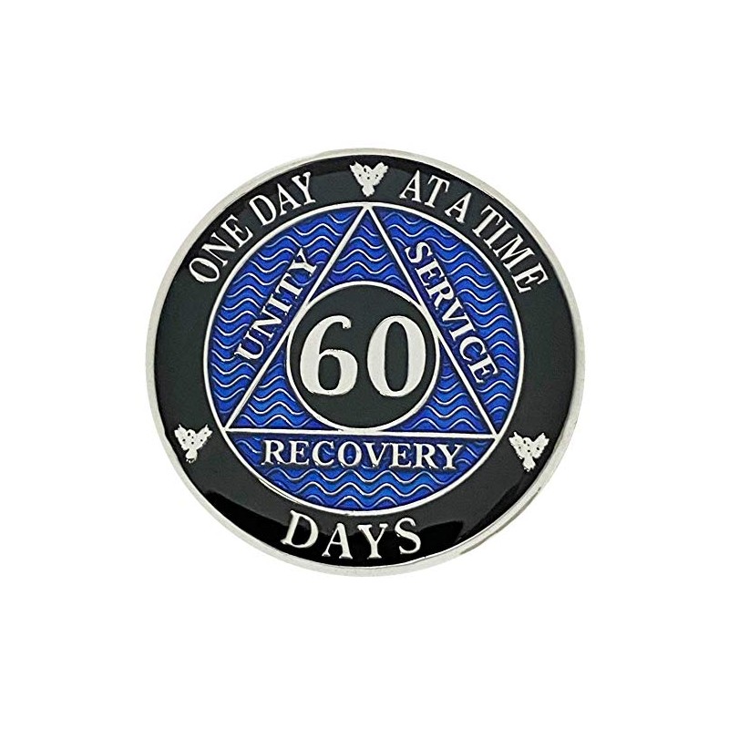 Simply Minimal AA 60 Days Silver Color Plated Coin, Alcoholics