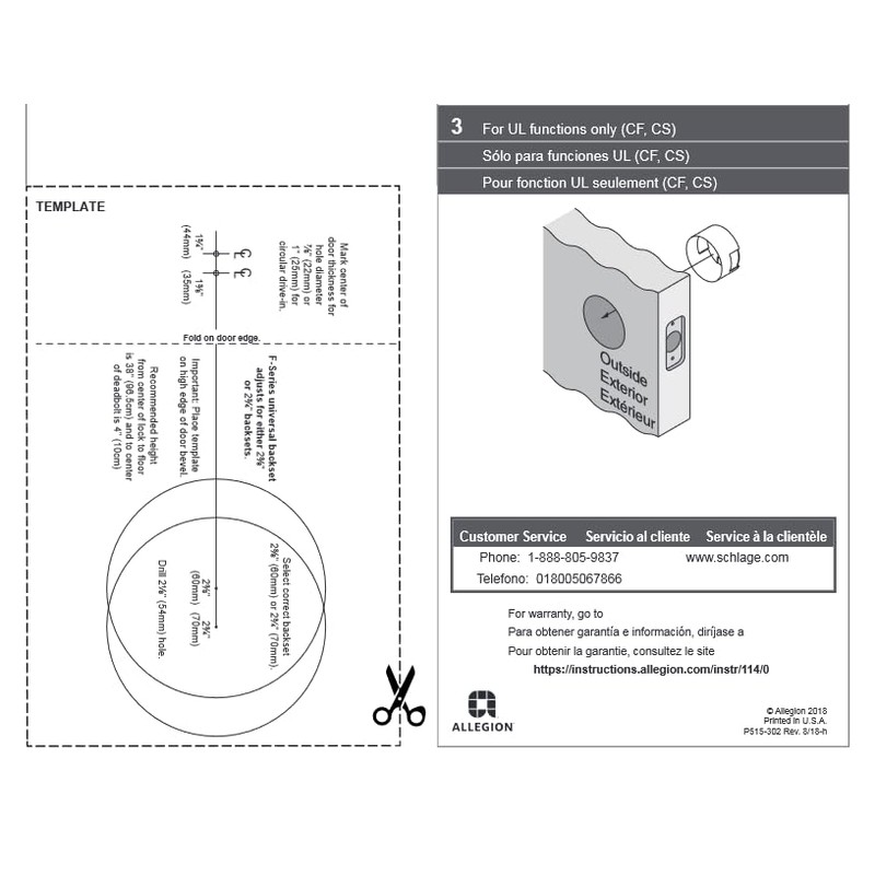 Schlage F170 BWE 622 COL 134 Front Entry Handleset Interior,