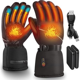 Heated Gloves,Winter Gloves for Men and Women with 2Pcs 2600mAh Battery, Waterproof Thermal Warm Gloves for Cold Weather with Auto Sensor Switch for Skiing, Hunting, Workout, Running, Cycling