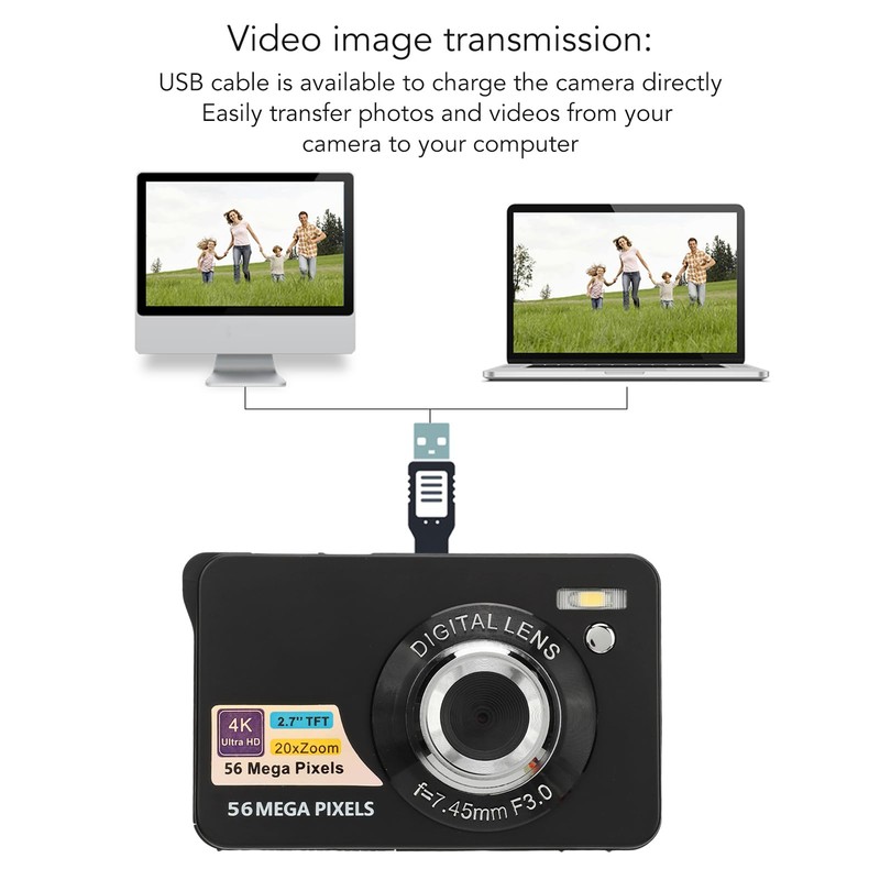 56MP Digital Camera, 2.7in 20X Zoom Camera, 4K Vlogging Camera