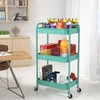 PNVXNUS 3 Tier Rolling Metal Storage Carts with Wheels,Multi Functional
