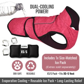 LUCOLOVE Dog Cooling Vest with Ice Pack – 2-Layer Evaporative Cooling Jacket with High Collar, UV Protection & Size-Matched Ice Pack – Cooling Vest for Dogs for Hot Weather (Pink Floral, X-Small)