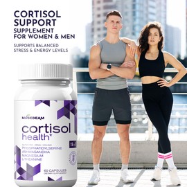 musebeam Cortisol Detox Supplement for Women Men - Control & Lowering Cortisol - Magnesium Ashwagandha High Cortisol Level Blocker Reducer - Balance Calm Stress Support Cleanse Adrenal Health
