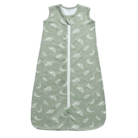 Owlivia Baby Organic Cotton 0.5tog Wearable Blanket - Lightweight Sleeping Bag with 2-Way Zipper, Boys Girls Swaddle Transition Sleep Sack (0.5tog Feather Green, 3-12 Months)