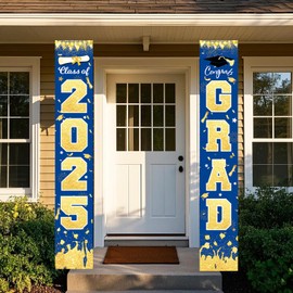 Graduation Decorations Navy Blue Gold 2025/Navy Gold Graduation Party Decorations Class of 2025/Congrats Grad Porch Banner for Navy Blue Grad Party Decor