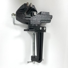 BUYSK Cast Iron Bench Vice, 360°Swivel Base Table Vice, 2-in-1 Dual-Purpose Combined Clamp-on Vise with Quick Adjustment Button for Workbench DIY Craft (jaw width 3.3 inch)