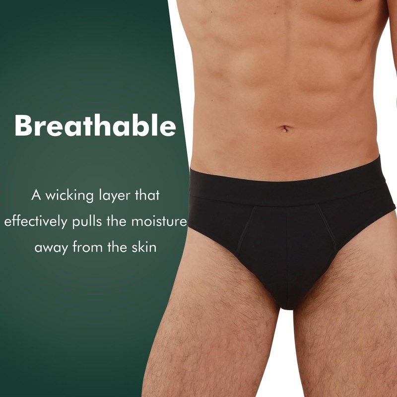 AIRCUTE Washable Urine Incontinence Underwear for Men, Reusable Cotton Absorbency