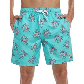 Nonwe Traje de baño para hombre, para deportes acuáticos, tropical, hawaiano, playa, con bolsillos, Turquesa, 40
