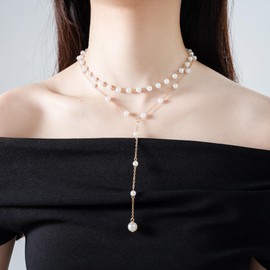 HUGLINK Pearl Necklace for Women Trendy 14K Gold Plated Layered Daisy Jewelry Set Choker Birthday Mothers Day Christmas Gifts for Women With Box(2-Pearl+Y)