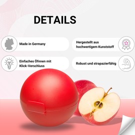 Uakeii Apple Box for School Made of Plastic - Apple Tin BPA-Free - Perfect for Transporting Apples (Red)