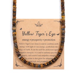 Jovivi Mens necklace Gifts For Men,Tigers Eye Hematite Beaded Necklace for Men,Men's Jewellery Valentines Boyfriend Gifts Him Husband Dad Birthday Fathers Day Annversary