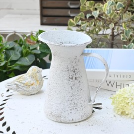 Vintage Flower Vase Rustic Farmhouse Distressed Decor Metal Milk Jug Decorative Pitcher Plant Holder Cans for Garden Home Kitchen Living Room Entryway Bathroom Cabinet Decor Table Centerpieces