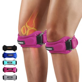 CAMBIVO 2 Pack Knee Brace for Women and Men, Patella Tendon Knee Straps for Knee Pain Relief, Knee Bands for Basketball, Running, Hiking, Volleyball, Tennis, Squats – Essential Series (Pink)